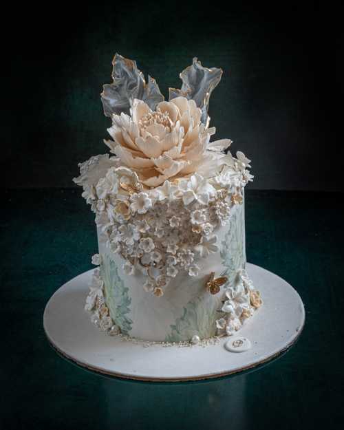 White & Blue wedding cake Mumbai