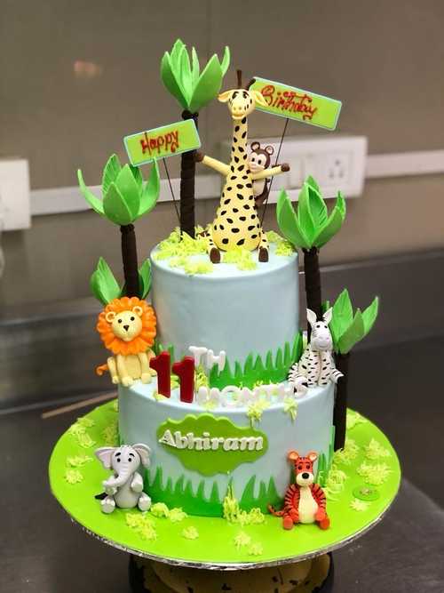Animal Water Theme 3D Cake for 1-year Old